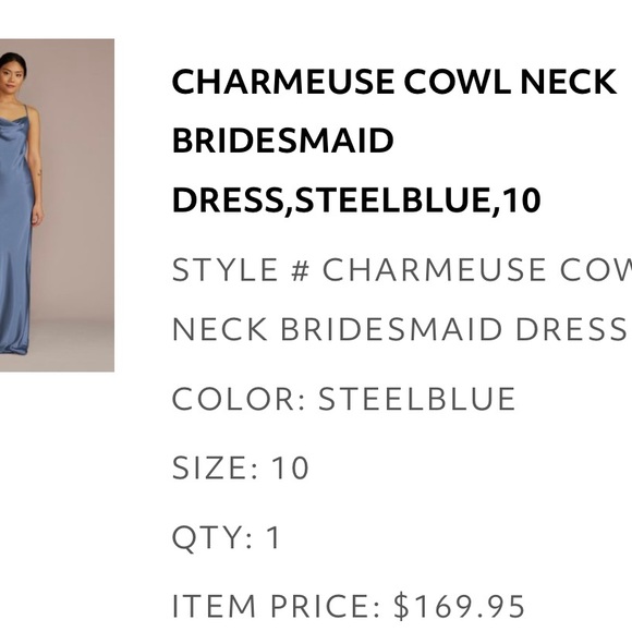 David’s bridal charmeuse cowl neck dress - Picture 2 of 3
